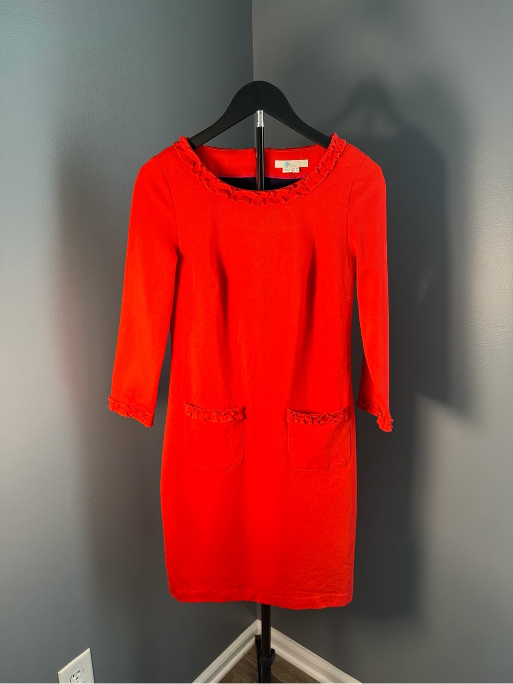 Boden Red Ruffle-Trim Shift Dress - Women